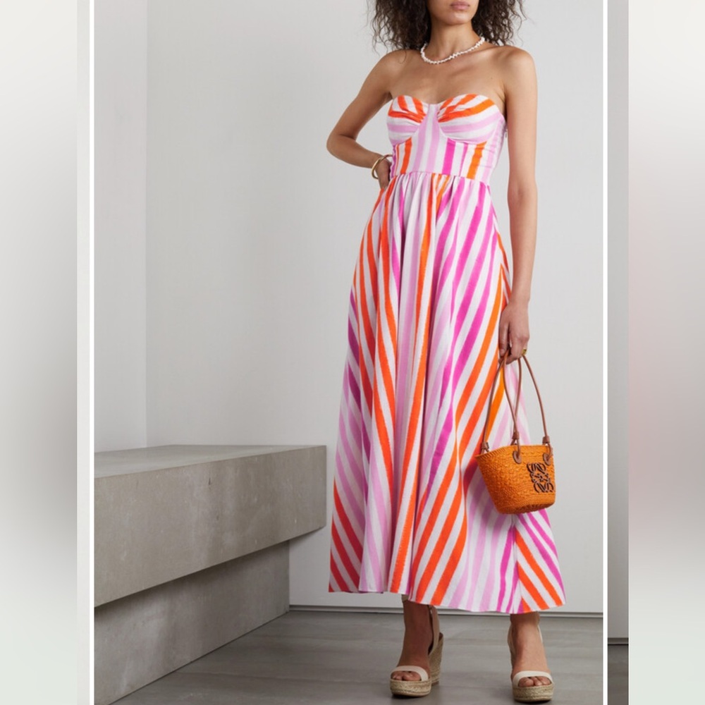 ❤️ EMPORIO SIRENUSE Johanna striped cotton-poplin maxi dress - Picture 4 of 9